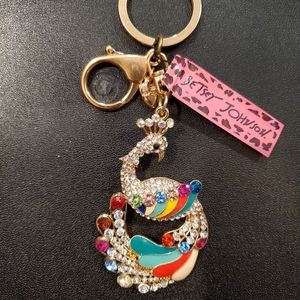 Betsey Johnson peacock purse charm or keychain